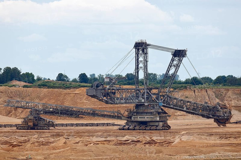 Bucket-wheel excavator wheel excavator in Hambach opencast mine, lignite mining, largest lignite mine in Europe, RWE, Rhenish lignite mining area, Elsdorf, North Rhine-Westphalia, Germany, Europe