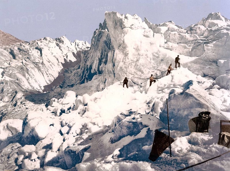 Upper Engadine, Mont Pers Glacier, Graubuenden, Switzerland, Historical, digitally restored reproduction from a 19th century original, Record date not stated, Europe