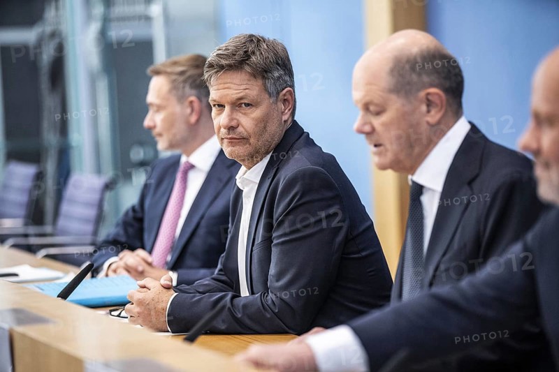 Federal Minister for Economic Affairs and Climate Protection Robert Habeck (Alliance 90/The Greens) at the press conference on the results of the budget negotiations with Federal Finance Minister Christian Lindner and Federal Chancellor Olaf Scholz in Berlin, 5 July 2024