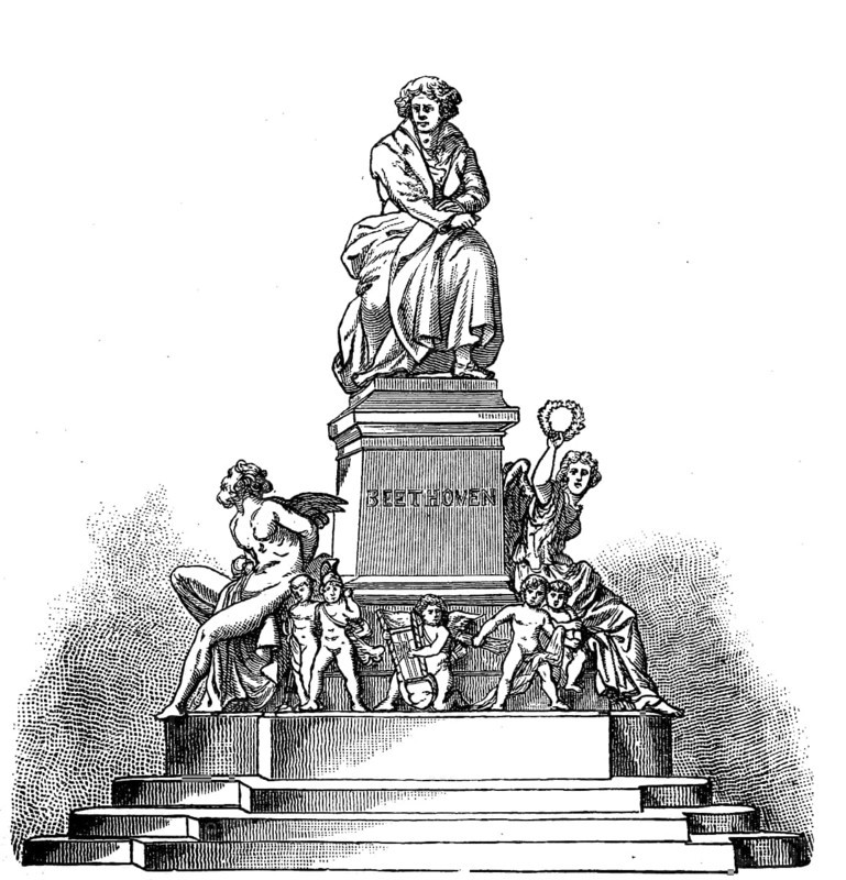 Beethoven monument in Vienna, Austria, in 1880, historical, digital reproduction of an original from the 19th century, Europe