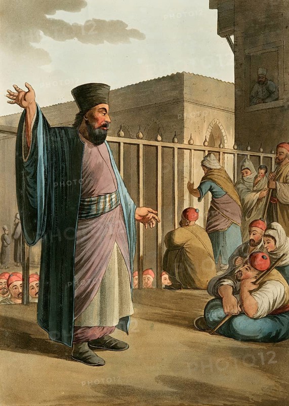 Historical Palestine, Greek Kaloyer, Greek monk who followed the rule of St Basil, Historical, digitally restored reproduction from an early 19th century original, date unknown