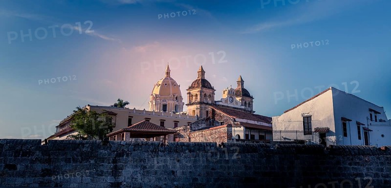 Famous colonial Cartagena Walled City (Cuidad Amurrallada) and its colorful buildings in historic city center, a designated UNESCO World Heritage Site