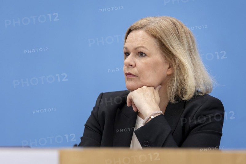 Nancy Faeser (SPD), Federal Minister of the Interior and Home Affairs, recorded at the Federal Press Conference on the presentation of the 2023 police crime statistics in Berlin, 9 April 2024