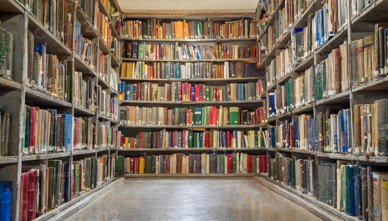 Many old books in a bookshelf, library, antiquarian bookshop, AI-generated, AI-generated, AI generated