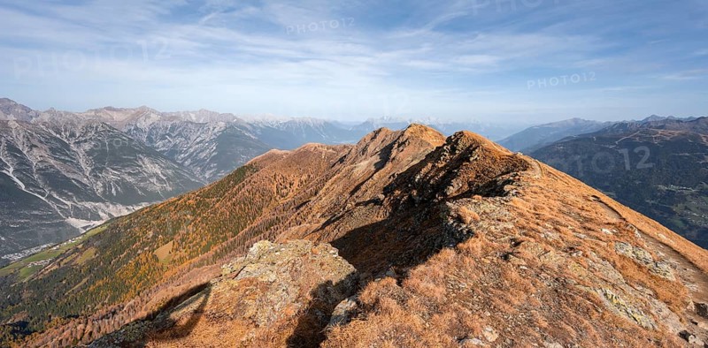Mountain ridge of the Venet, mountain panorama of the Parzinn group of the Lechtal Alps, Venet crossing, Ötztal Alps, Tyrol, Austria, Europe