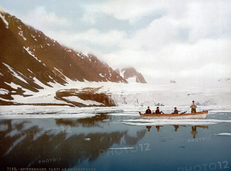 Smeerenburg, Tran town, a now abandoned whaling station on the island of Amsterdamoya in the north-west of Svalbard, Spitsbergen, c. 1895, Historical, digitally restored reproduction from a 19th century original, Record date not stated