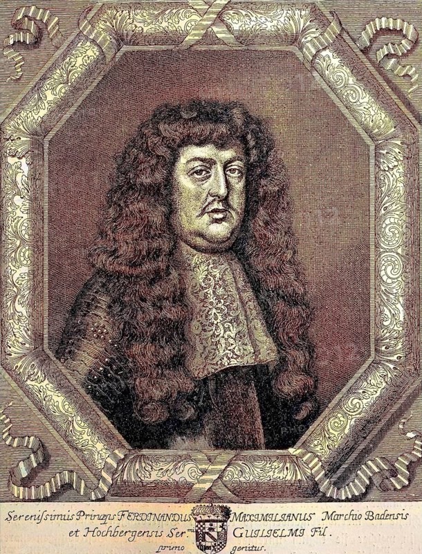 Hereditary Prince Ferdinand Maximilian of Baden, 23 September 1625, 4 November 1669, was the father of Margrave Ludwig Wilhelm of Baden, who later became known as the Turkish Louis, digital reproduction of an original from the 19th century, original date unknown