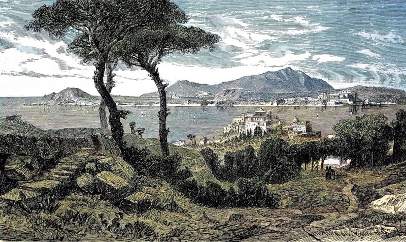 Pozzuoli and the Gulf of Baja, now Gulf of Naples, Italy, digital reproduction of an original from the 19th century, original date unknown, Europe