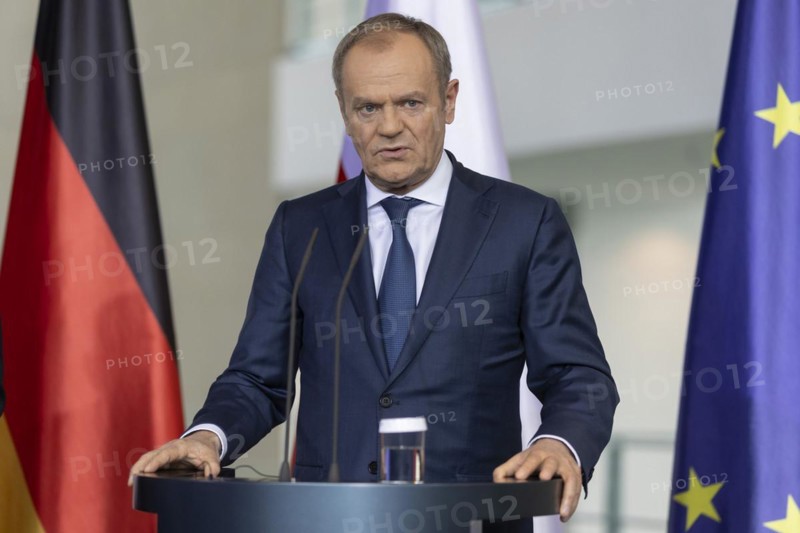 Donald Tusk, Prime Minister of Poland, recorded during a press conference at the Federal Chancellery in Berlin, 15 March 2024