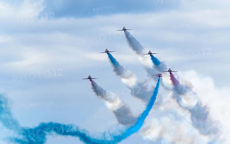 Red Arrows, Royal Air Force Aerobatic Team, Airshow 2024, Teignmouth, Devon, England, United Kingdom, Europe