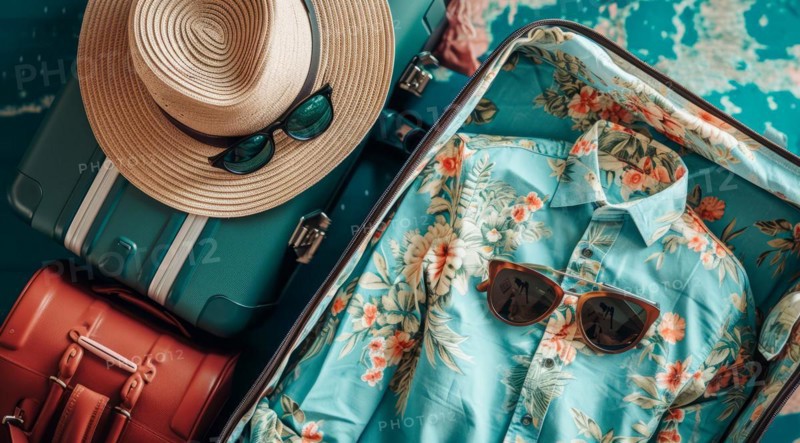 Going on beach vacation and making holiday plans, packing and purchasing tickets for dream vacation, AI generated