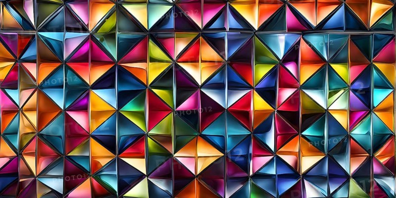 3d rendering of vibrant colored abstract changing glass design in an ornament structure, AI generated