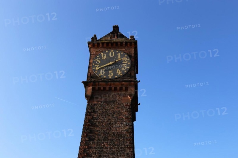 The water gauge on the Parkinsel in Ludwigshafen, one of the landmarks of the city on the Rhine
