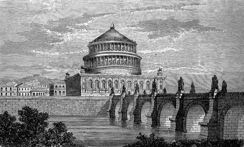 Tomb of Hadrian, Castel Sant'Angelo, in Rome, Italy, in 1880, Historical, digital reproduction of an original from the 19th century, Europe