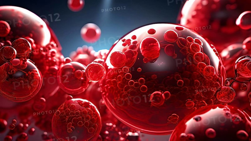 3d illustration of human red blood cells suspended in plasma, AI generated