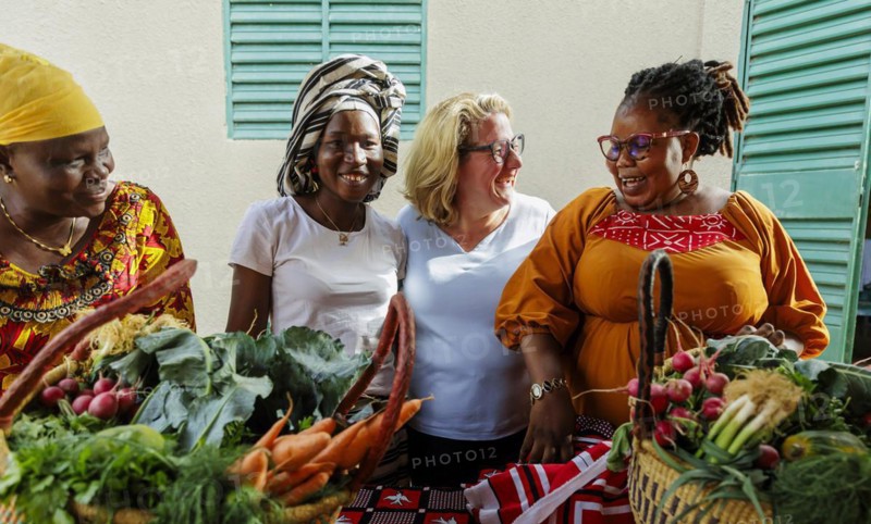 Svenja Schulze (SPD), Federal Minister for Economic Cooperation and Development, visits the agroecological training centre Centre Beo-Noree in Beo-Noree, 04.03.2024. Here in conversation with women farmers from the initiative. Photographed on behalf of the Federal Ministry for Economic Cooperation and Development