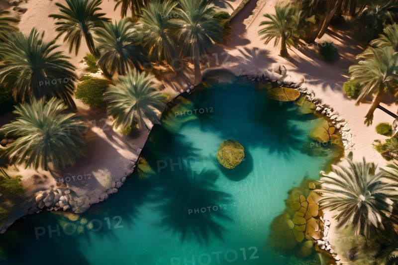 Oasis nestled in the heart of the arabian desert, AI generated