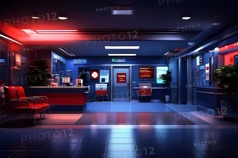 Emergency room entrance at night, ai generated, AI generated