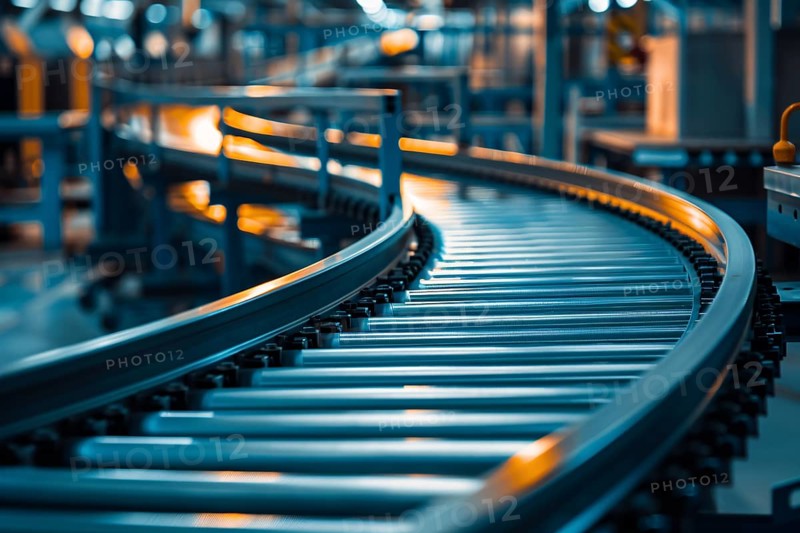 Empty conveyor belt in factory. KI generiert, generiert, AI generated