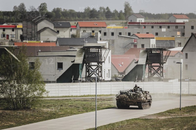 Büffel armoured recovery vehicle, photographed as part of a Bundeswehr exercise with armed forces from Norway and the Czech Republic during the 'Wettiner Schwert' exercise as part of Quadriga 2024 in the training town of Schnöggersburg, 8 April 2024