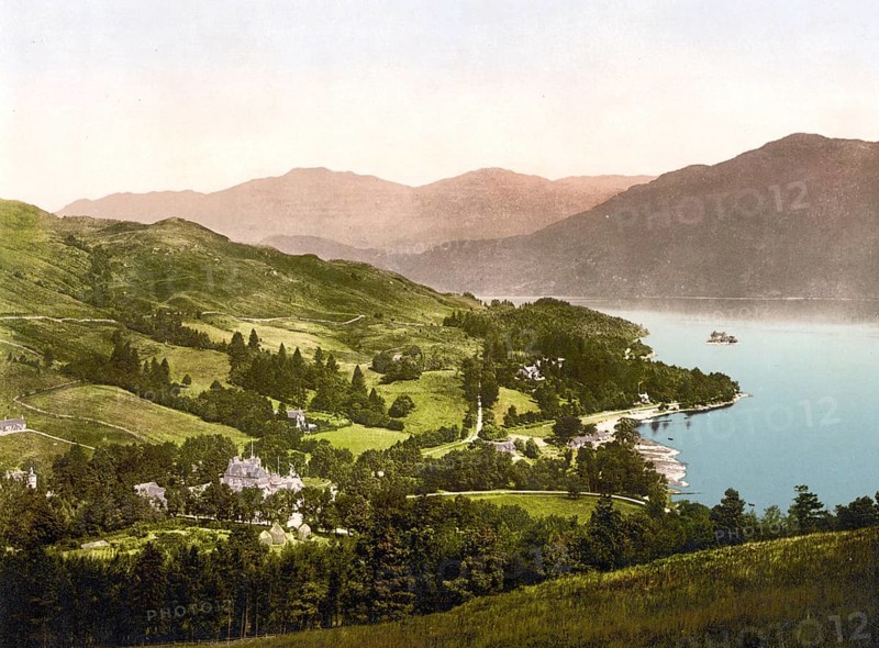 Loch Lomond is with 71 km² the largest lake in Scotland, Historic, digitally restored reproduction from a 19th century original, Record date not stated