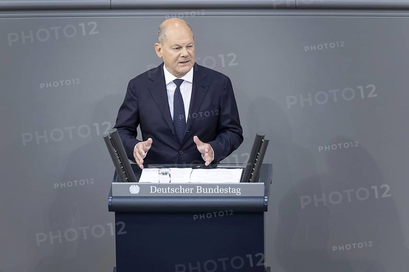 Olaf Scholz (SPD), Federal Chancellor, recorded during his government statement in the German Bundestag in Berlin, 26 June 2024
