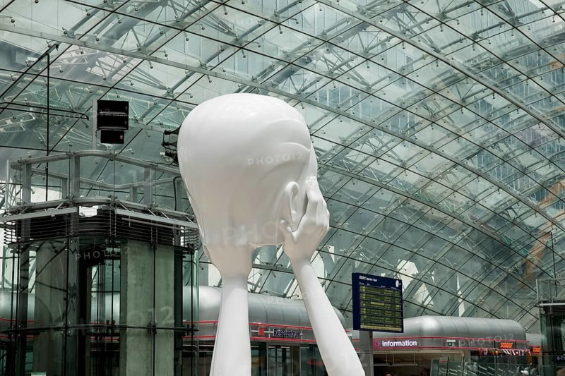 Sculpture entitled Immaterielles by the artist Andreas Schmitten, long-distance railway station, airport, Frankfurt am Main, Hesse, Germany, Europe
