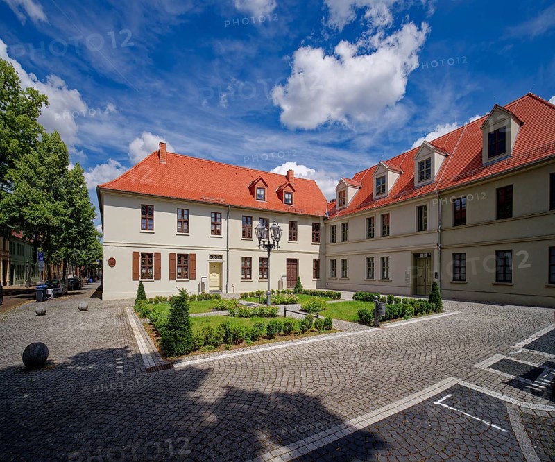 Architectural complex Wallstraße on Bachplatz, standardised 18th century building style, Köthen, Saxony-Anhalt, Germany, Europe