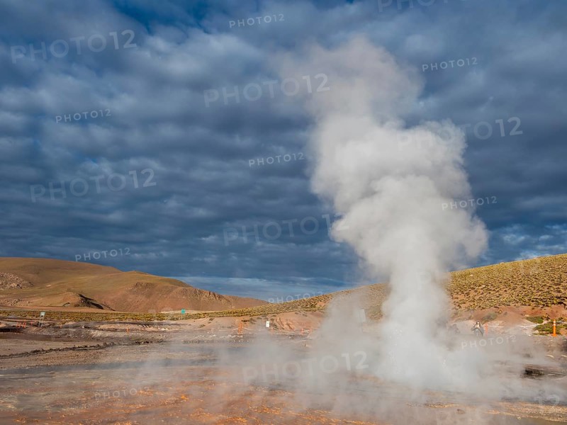 Geysers and rising steam in the Atacama Desert, Chile, South America