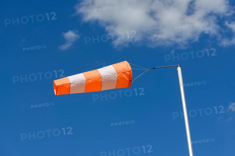 Airbag, windsock, wind vane, blue sky, clouds, Baden-Württemberg, Germany, Europe