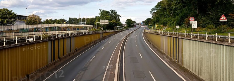 Empty A 40 motorway, full closure due to construction work until November 2024, Bochum, North Rhine-Westphalia, Germany, Europe
