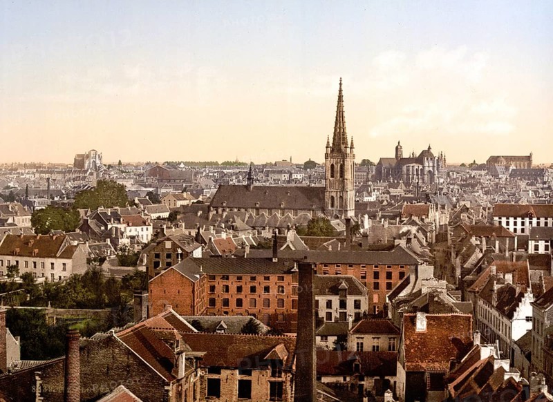 General view of Louvain, Leuven in the Flanders region, Belgium, ca 1895, Historical, digitally restored reproduction from a 19th century original, Record date not stated, Europe