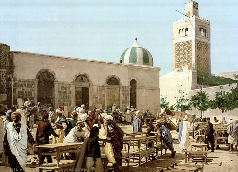Ebony market, Tunis, Tunisia, c. 1895, Historical, digitally restored reproduction from a 19th century original, Record date not stated, Africa
