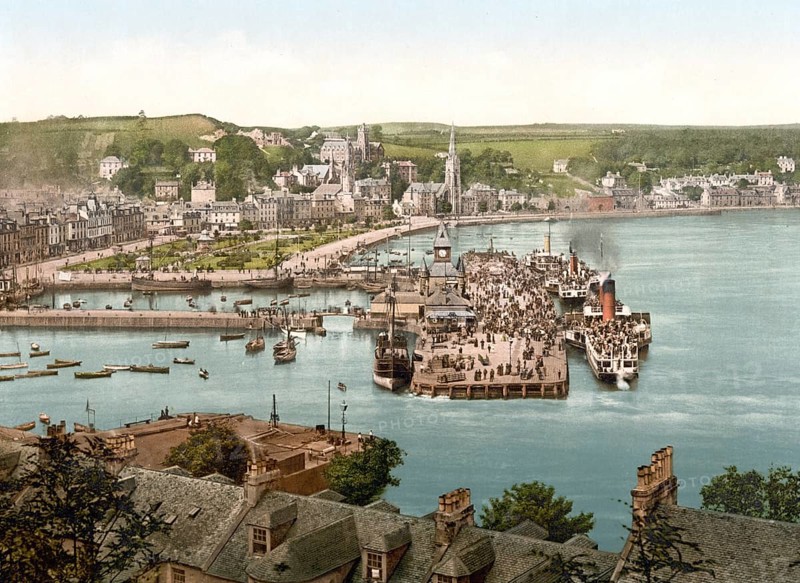 Rothesay, the capital of the Isle of Bute in the Scottish Council Area Argyll and Bute, Scotland, Historical, digitally restored reproduction from a 19th century original, Record date not stated