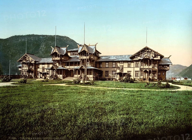 Hotel in Dalen, village in the province of Telemark, Norway, around 1895, Historical, digitally restored reproduction from a 19th century original, Record date not stated, Europe