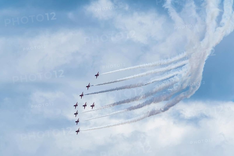 Red Arrows, Royal Air Force Aerobatic Team, Airshow 2024, Teignmouth, Devon, England, United Kingdom, Europe