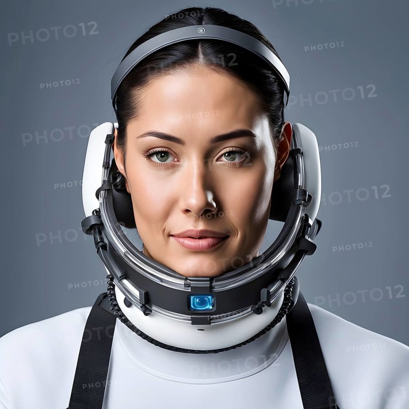 Woman wearing a orthopedic halo traction device, ai generated, AI generated