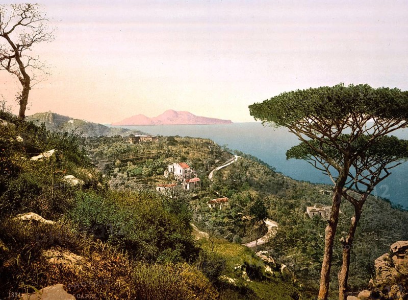 View from Mount Sorrento on the island of Capri, Italy, c. 1895, Historic, digitally restored reproduction from a 19th century original, Record date not stated, Europe