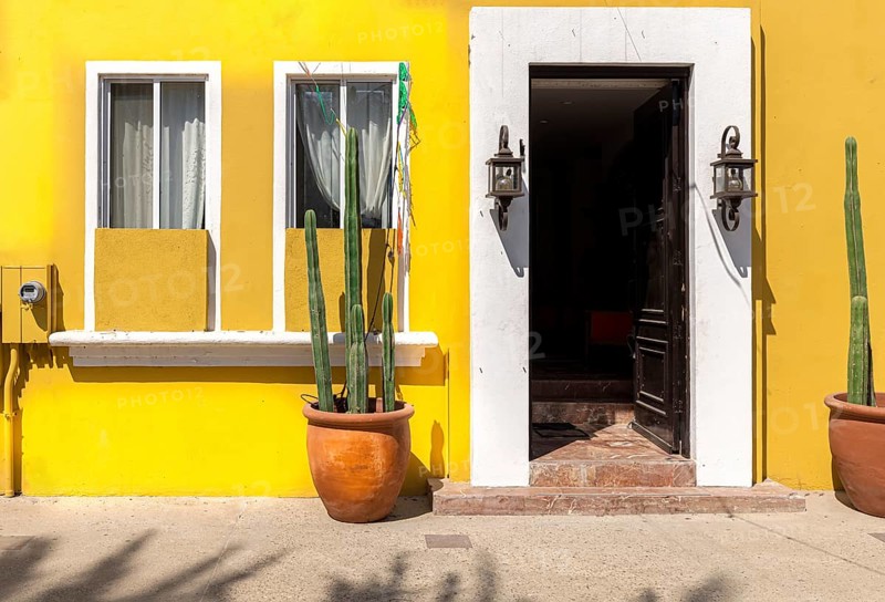 Scenic colonial streets and architecture of San Jose del Cabo in historic city center, hub for culture and numerous art galleries