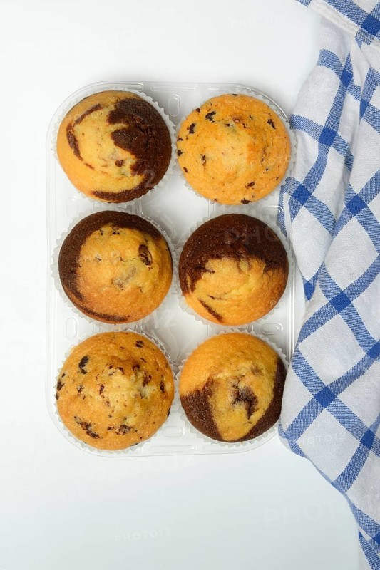 Chocolate muffins, chocolate muffins in packaging