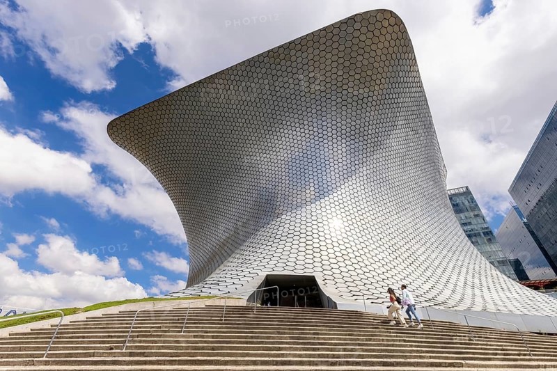 Mexico City, Mexico, 18 September 2022: Soumaya Museum in Mexico City that holds Mexican and European art collections including Rodin, Da Vinci, Dali, Van Gogh and many others, Central America