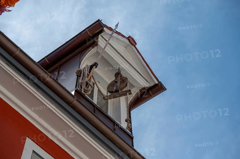 Historic roof lift bay window, Villingen-Schwenningen, Baden-Württemberg, Germany, Europe