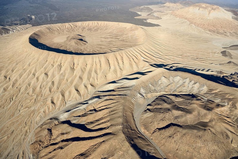 Harrat Khaybar volcanic landscape, aerial view, near Khaybar, Medina Province, Saudi Arabia, Arabian Peninsula, Asia