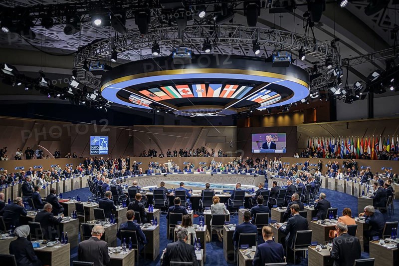 NATO summit meeting in Washington. Olaf Scholz (SPD), Federal Chancellor, pictured in front of the start of the first working session of the North Atlantic Council. Washington, 10 July 2024