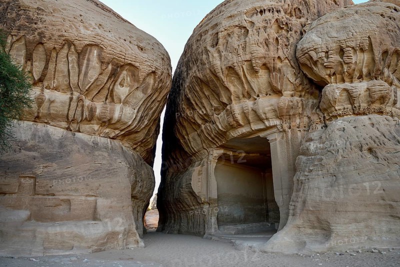 Diwan, rock-cut Nabataean cult site at Jabal Ithlib, Hegra or Madain Salih, AlUla region, Medina province, Saudi Arabia, Arabian Peninsula, Asia