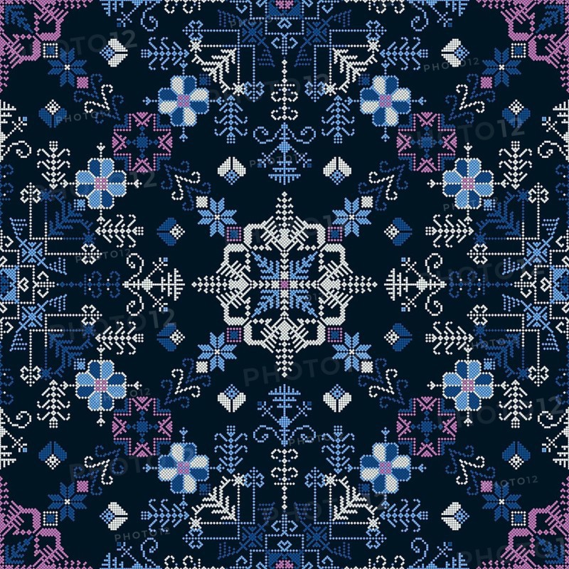 Traditional Latvian embroidery seamless pattern, vector illustration