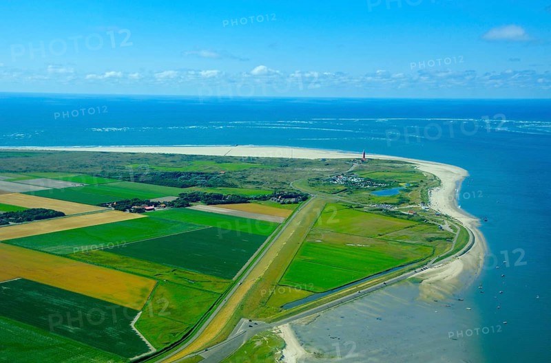 North point with lighthouse, Texel island, North Sea, North Holland, Netherlands