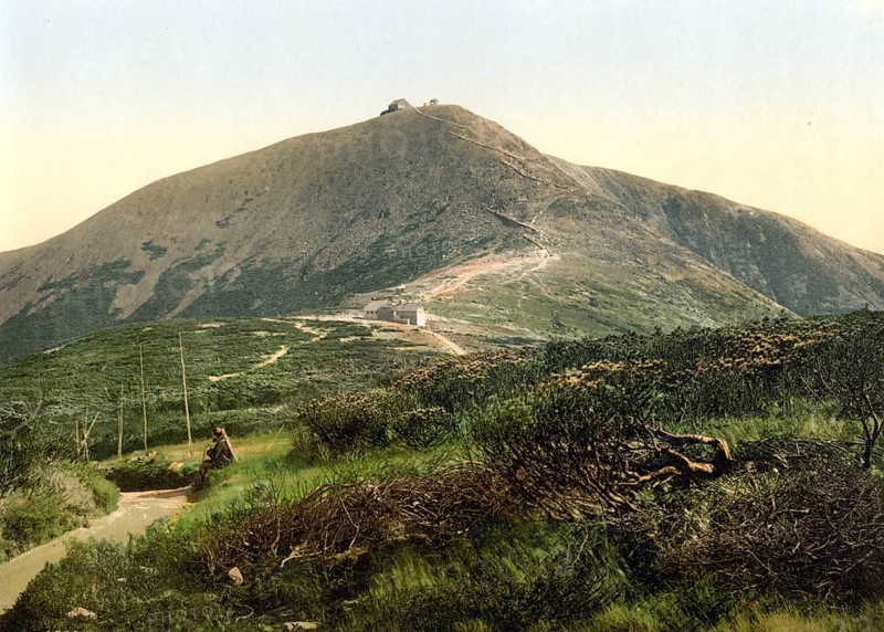 The Schneekoppe in the Giant Mountains, today Snetzka in the Czech Republic, Historic, digitally enhanced reproduction of a photochrome print from 1898