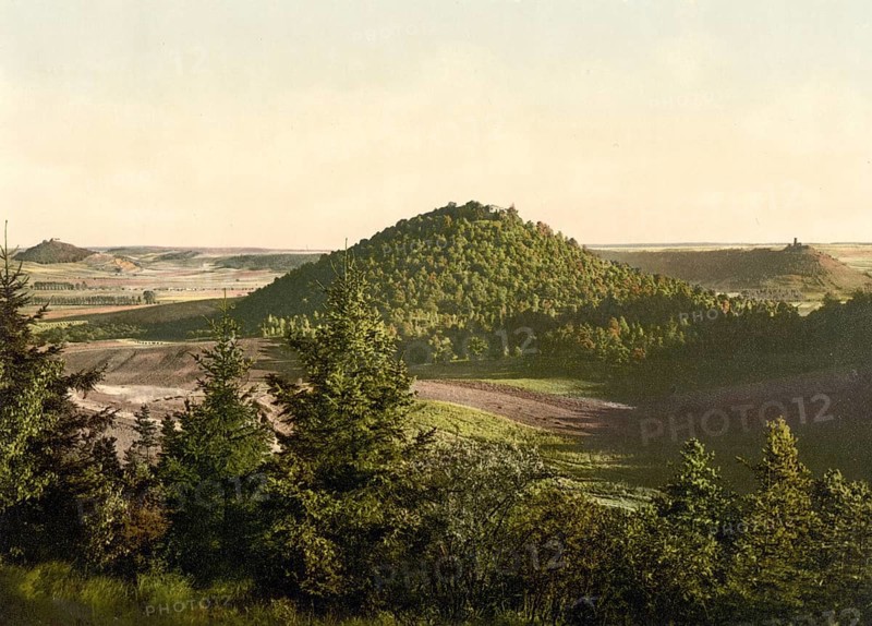 Drei Gleichen, Gleichenschlösser, a medieval castle ensemble in Thuringia, Historic, digitally enhanced reproduction of a photochrome print from 1898