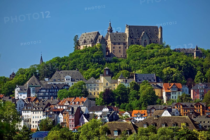 The landgrave's castle above the old town in Marburg an der Lahn, Hesse, Germany, Europe
